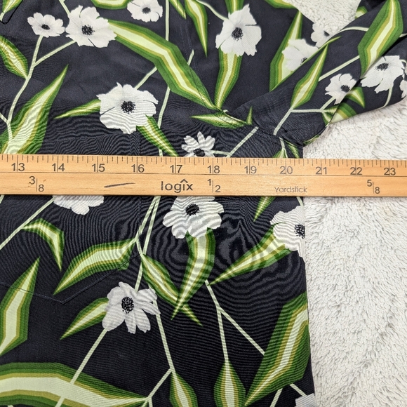 Equipment Dress Womens L Black Green Floral Brett Silk Shirtdress Botanical Chic - Picture 4 of 5